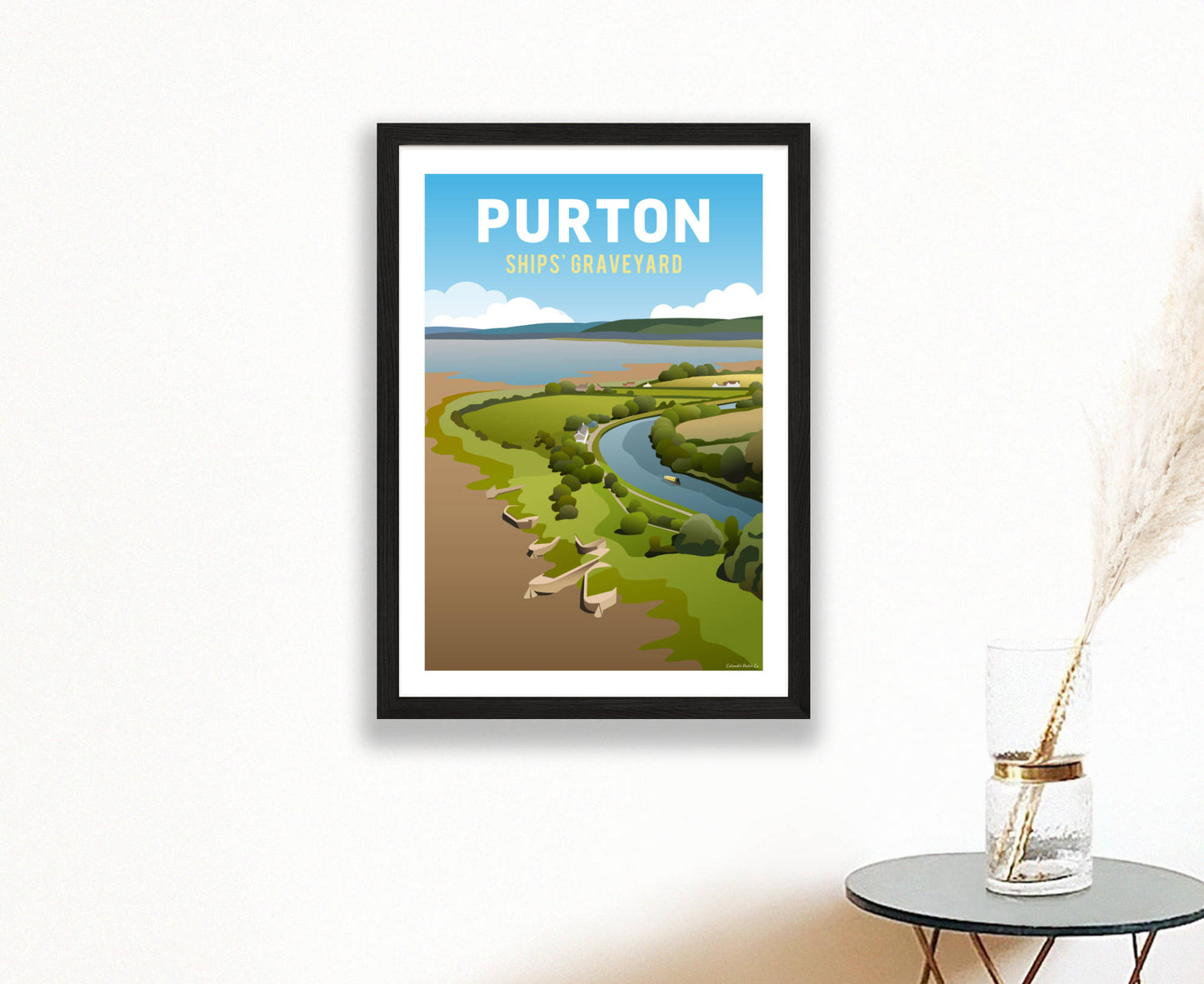 Purton Ships' Graveyard Poster in black frame