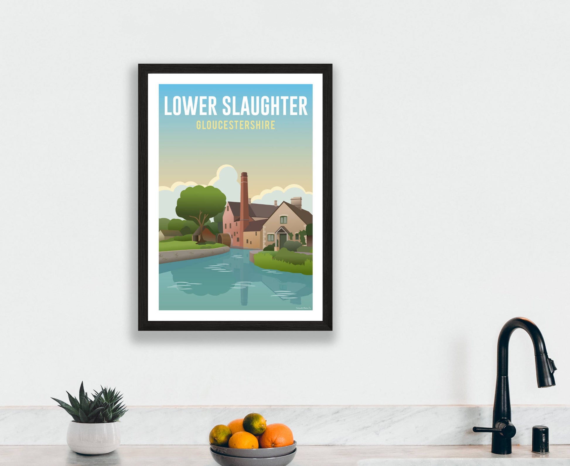 Lower Slaughter Poster in black frame