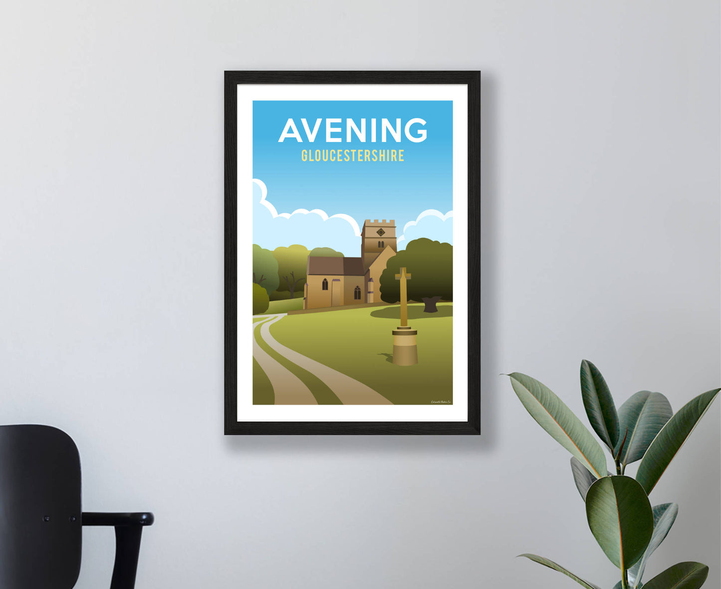Avening Poster in black frame