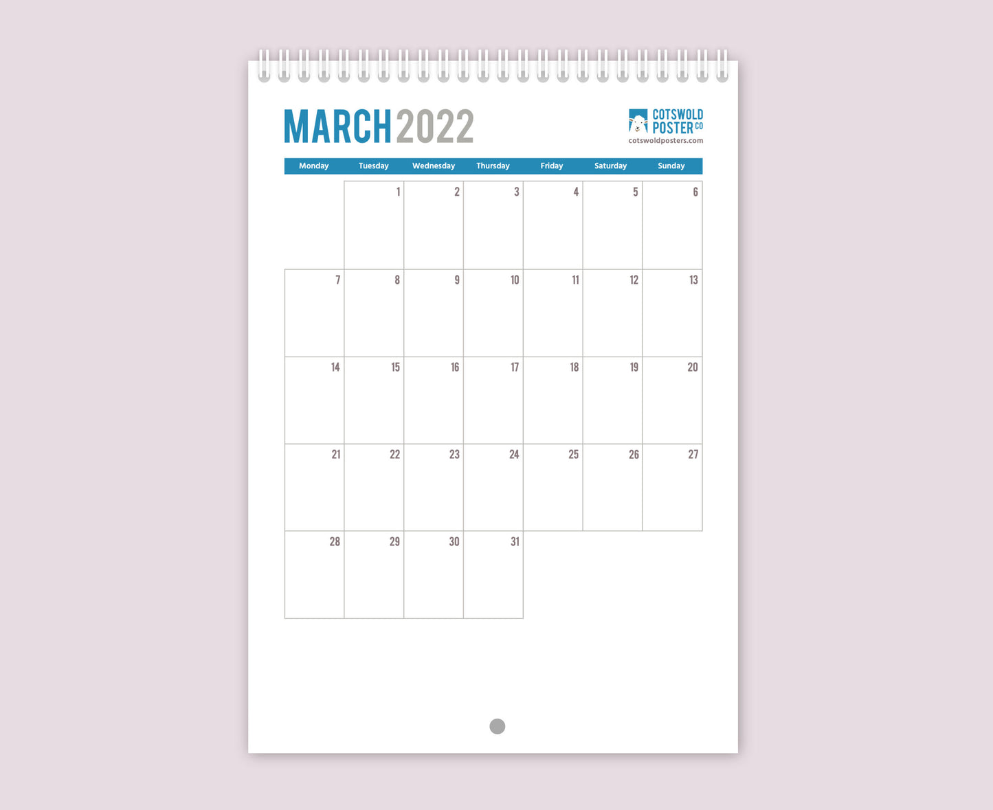 North Cotswolds 2022 Calendar month page March