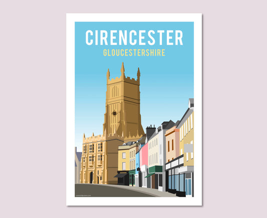 Cirencester Church & Marketplace Poster Art Print
