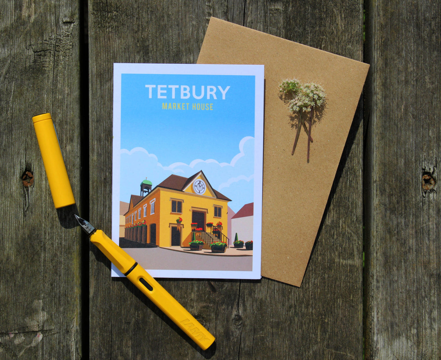 Tetbury Market House Greeting Card flat on table
