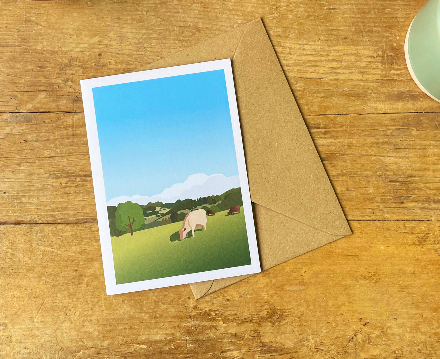 Minchinhampton Common Text-Free Greeting Card on table