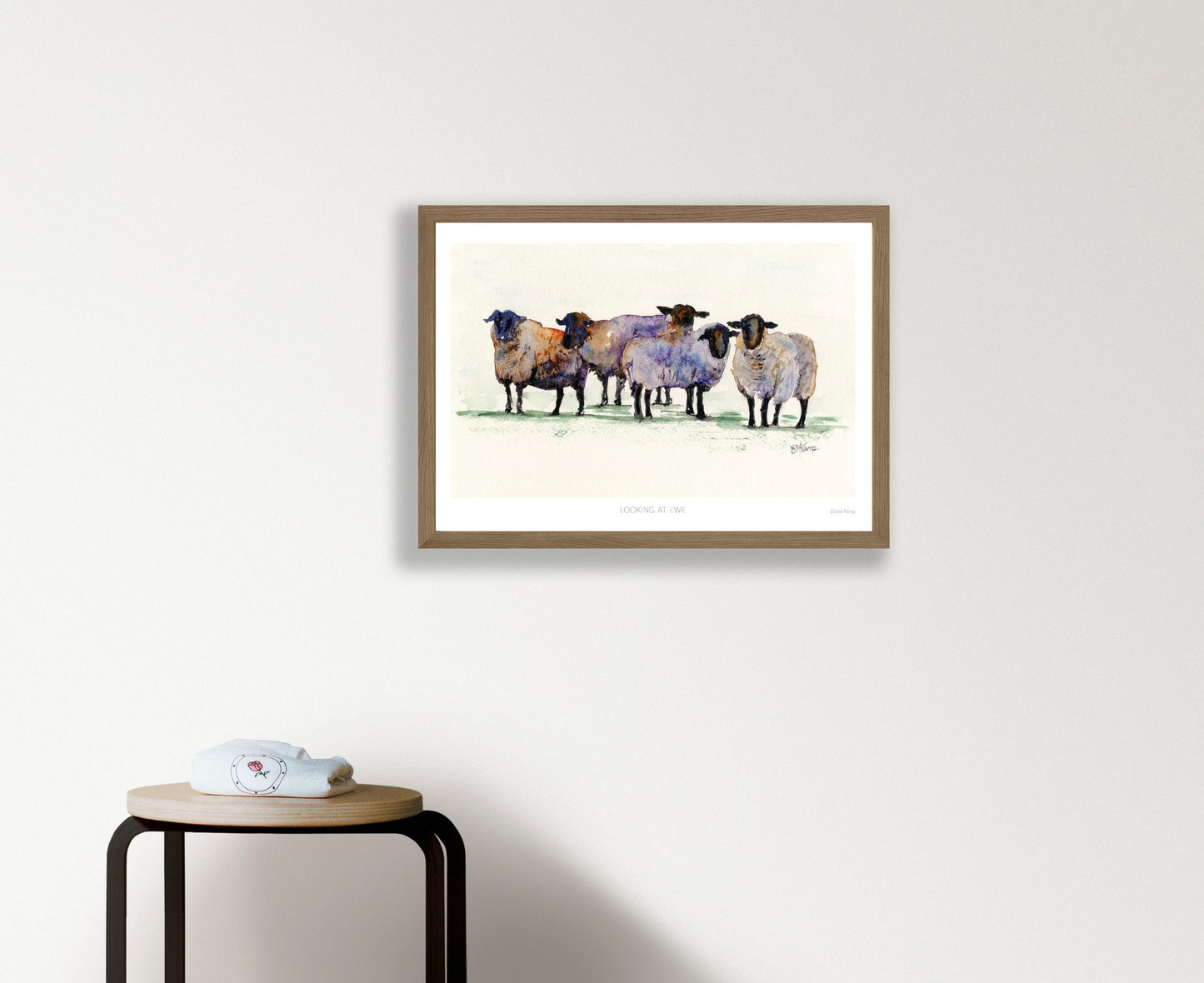 Looking At Ewe Sheep Watercolour Print
