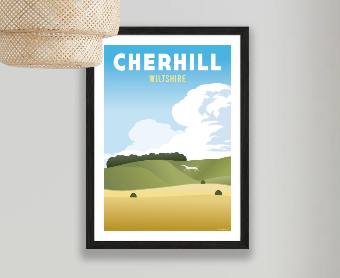 Cherhill white horse poster framed