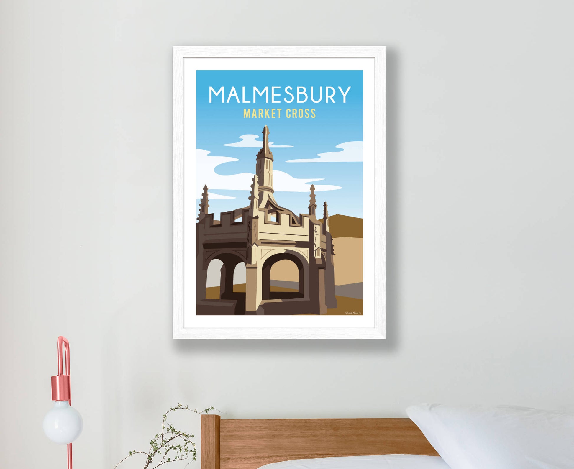 Malmesbury Market Cross Poster in white frame