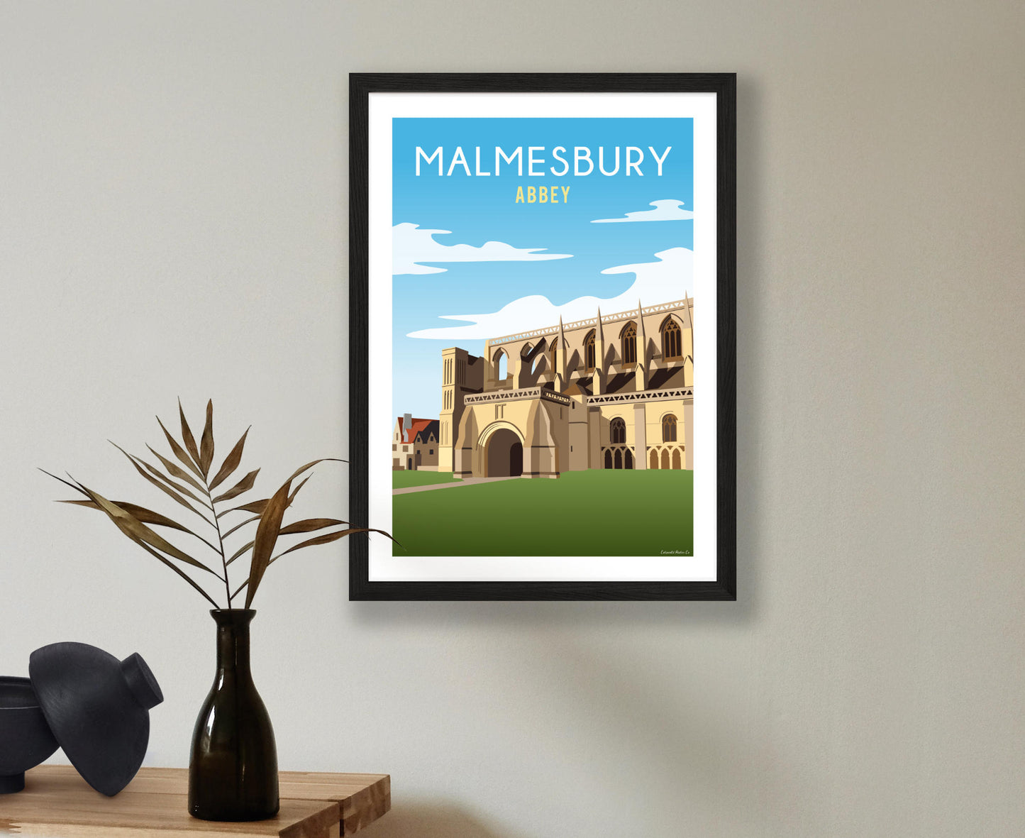 Malmesbury Abbey Poster in black frame