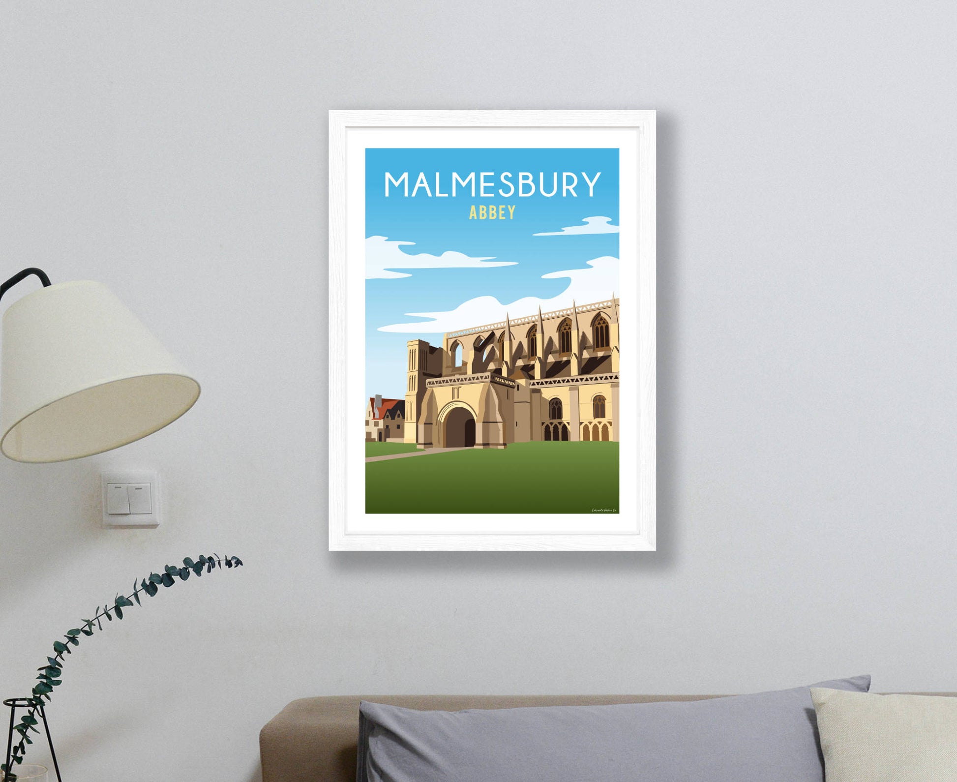 Malmesbury Abbey Poster in white frame
