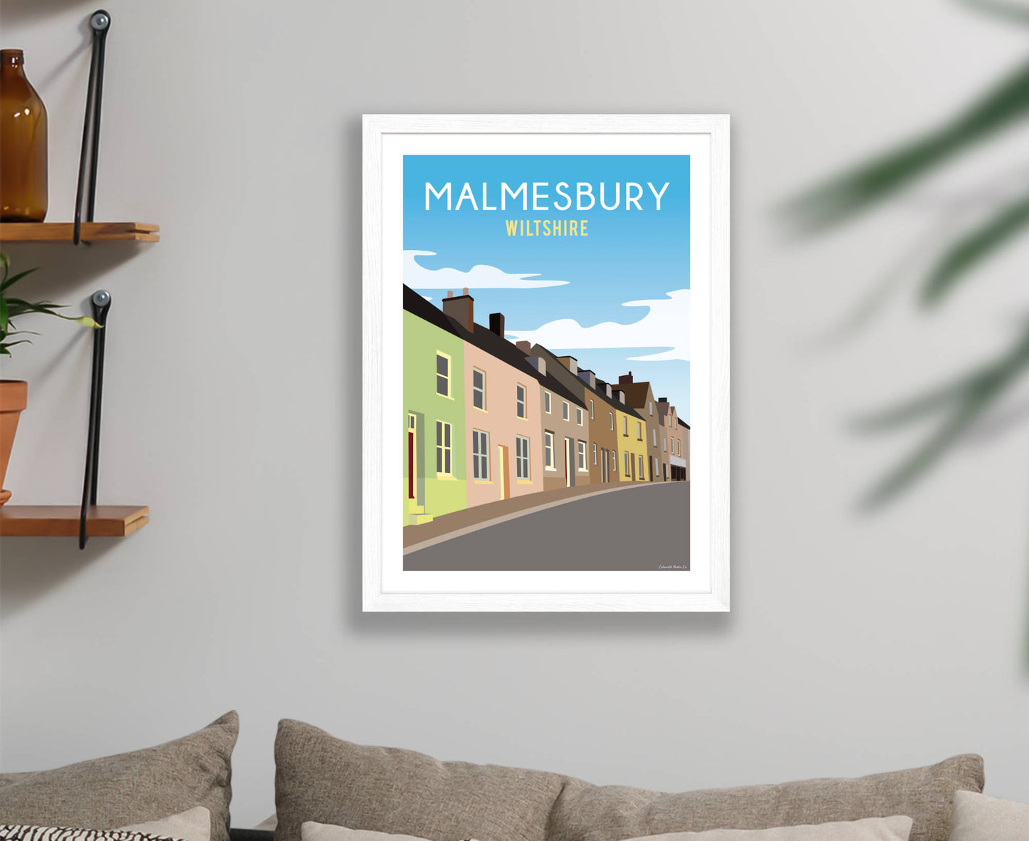 Malmesbury Street Poster in white frame