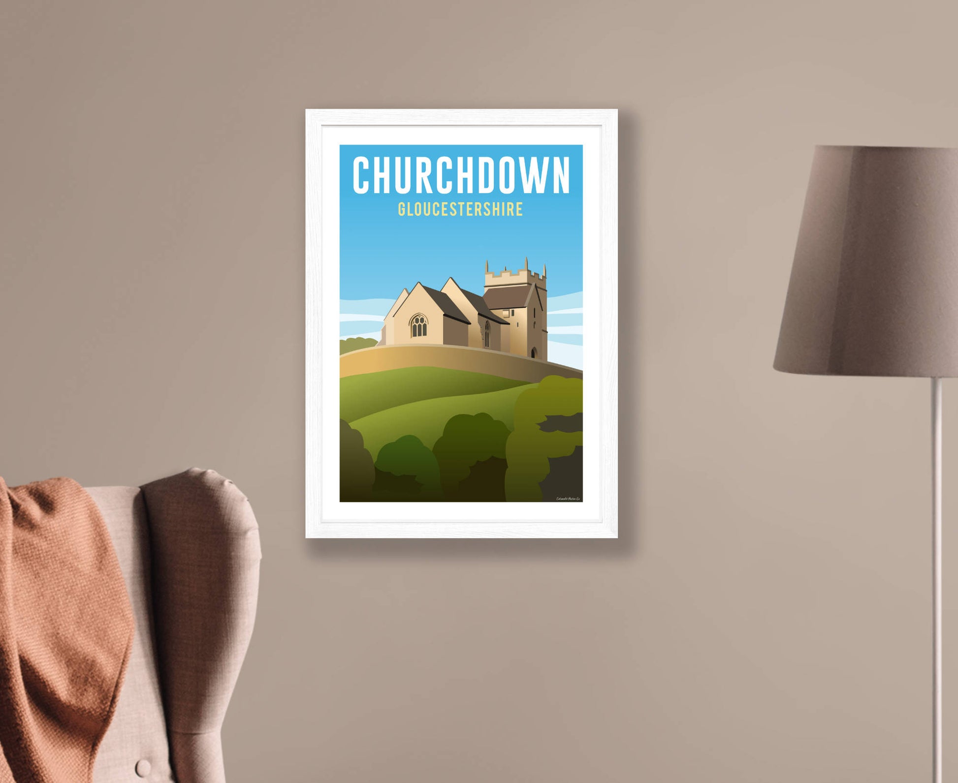 Churchdown Poster in white frame