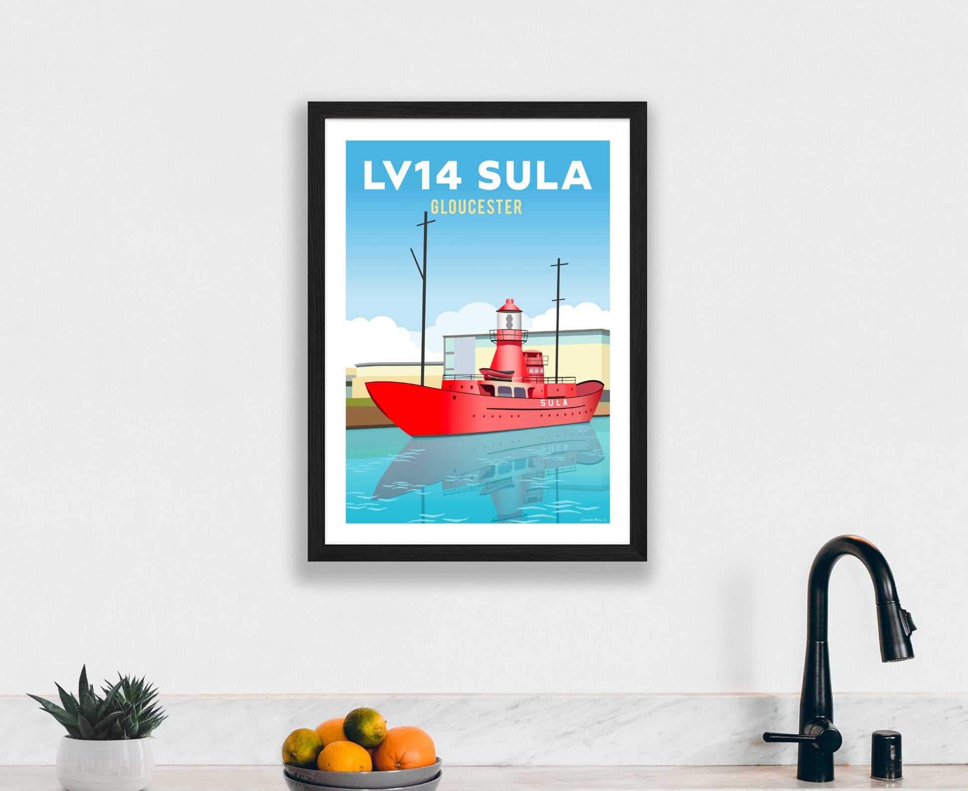LV14 SULA Lightship Poster in black frame