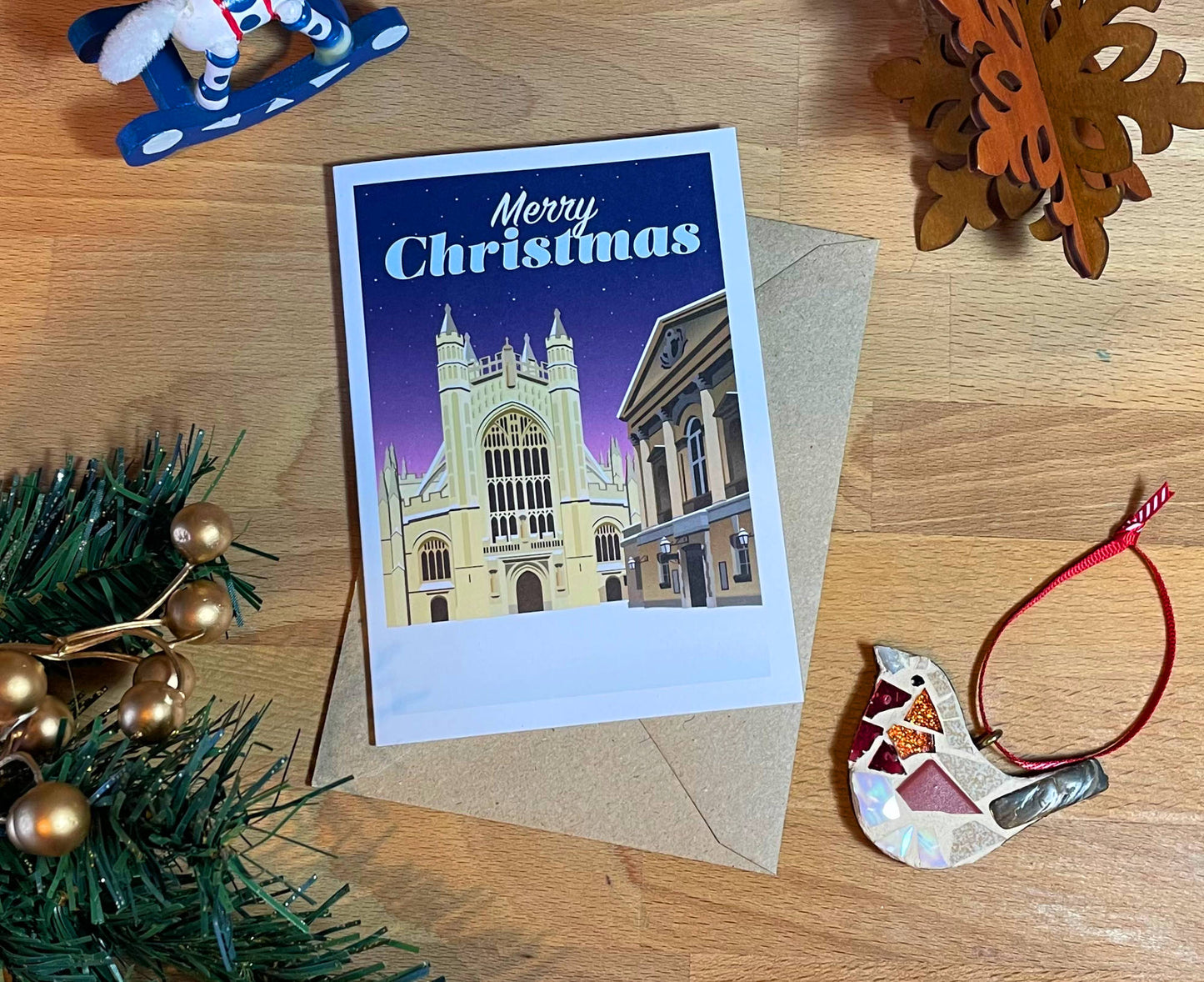 Bath Abbey Christmas Card with decorations