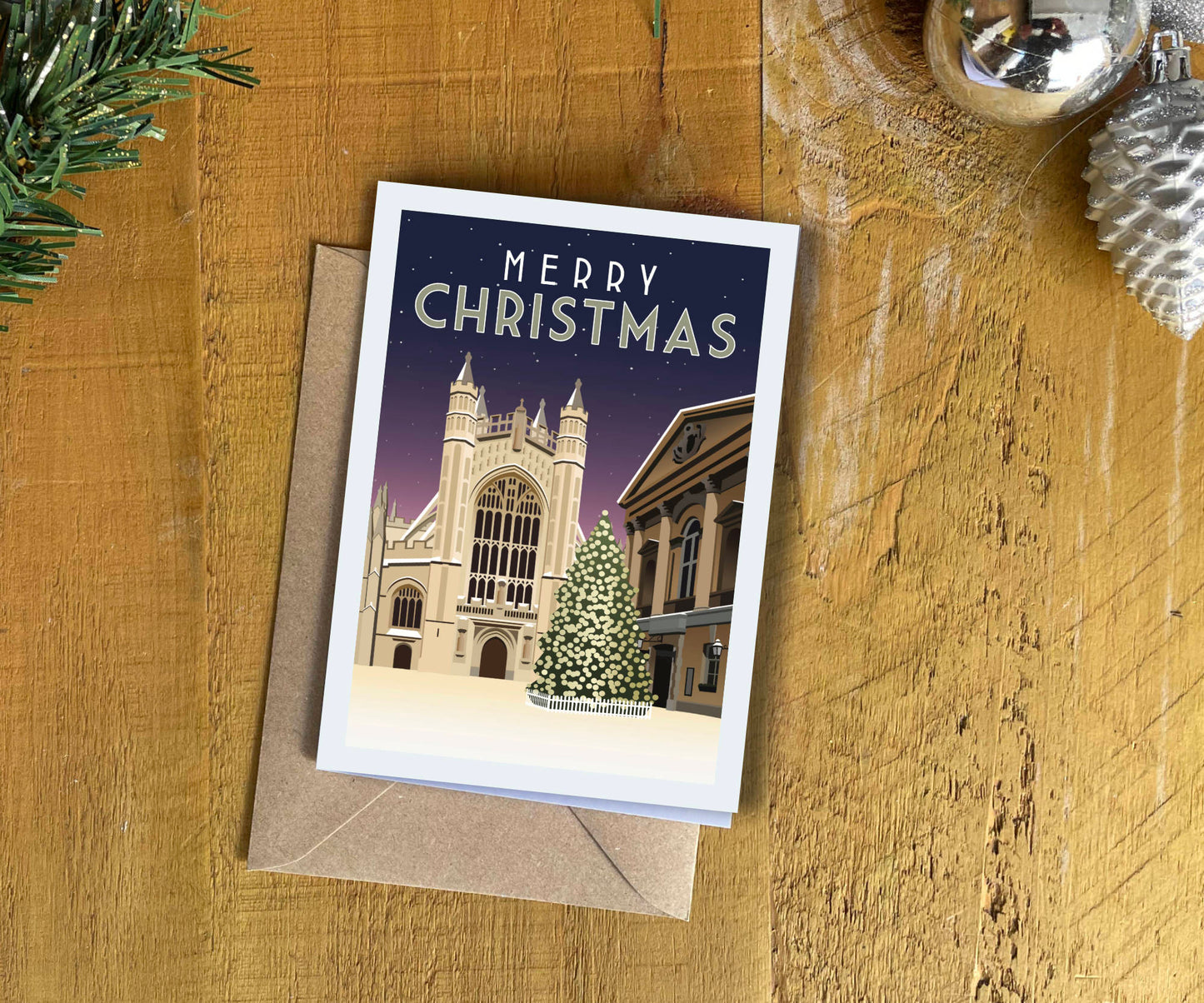 Bath Abbey Christmas Card with decorations