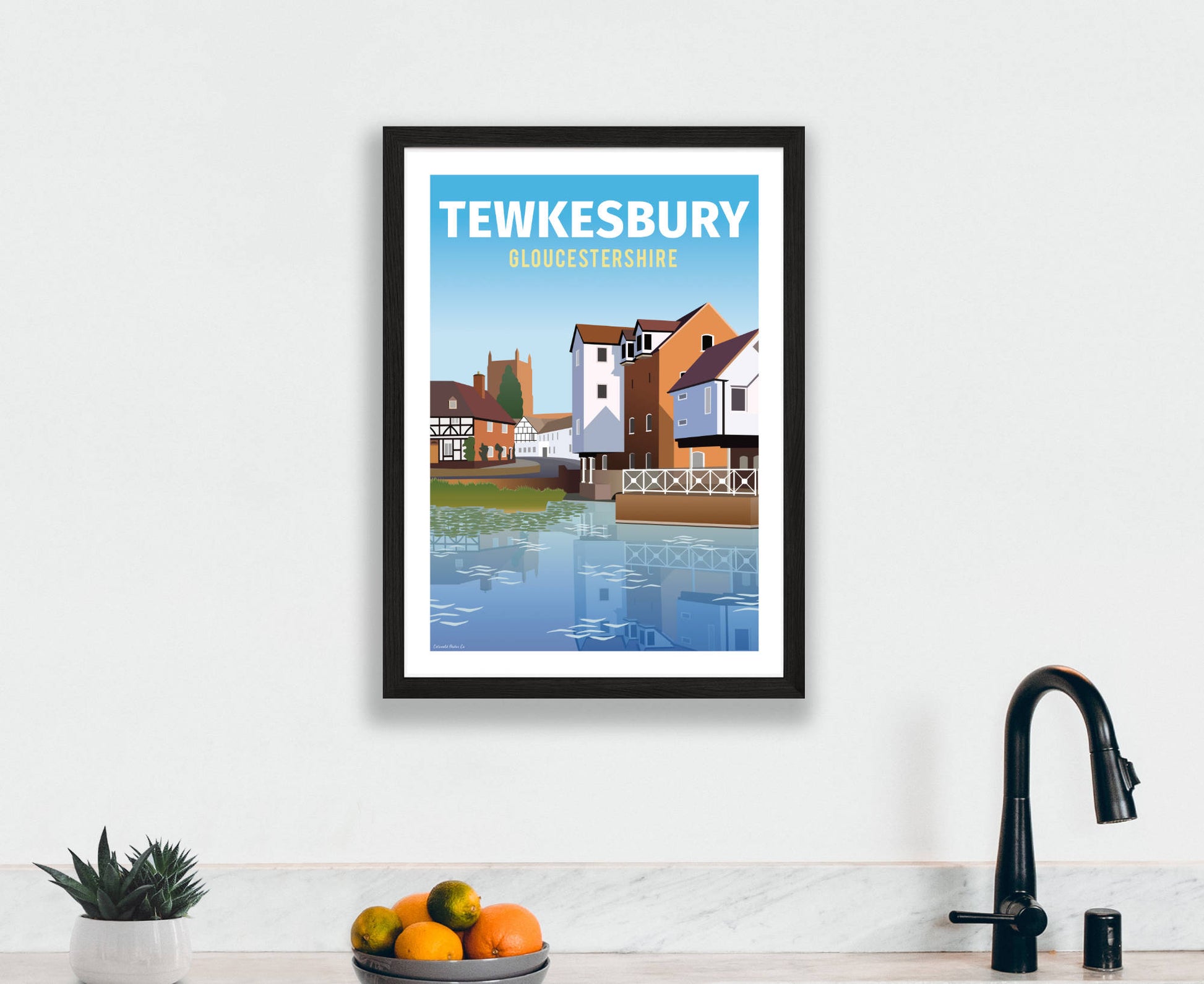 Tewkesbury Mill Poster in black frame