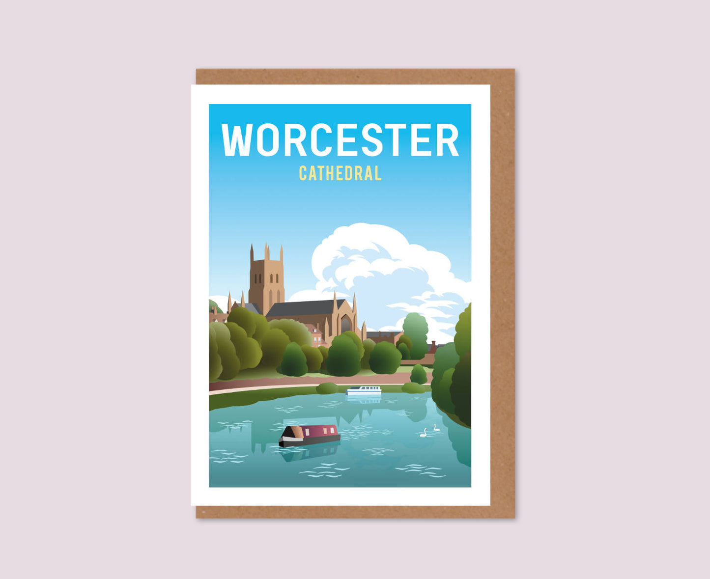 Worcester Cathedral Greeting Card Retro