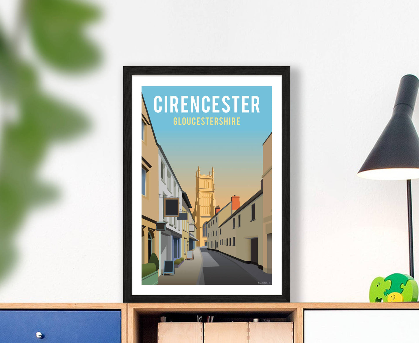 Cirencester Black Jack Street Poster in black frame