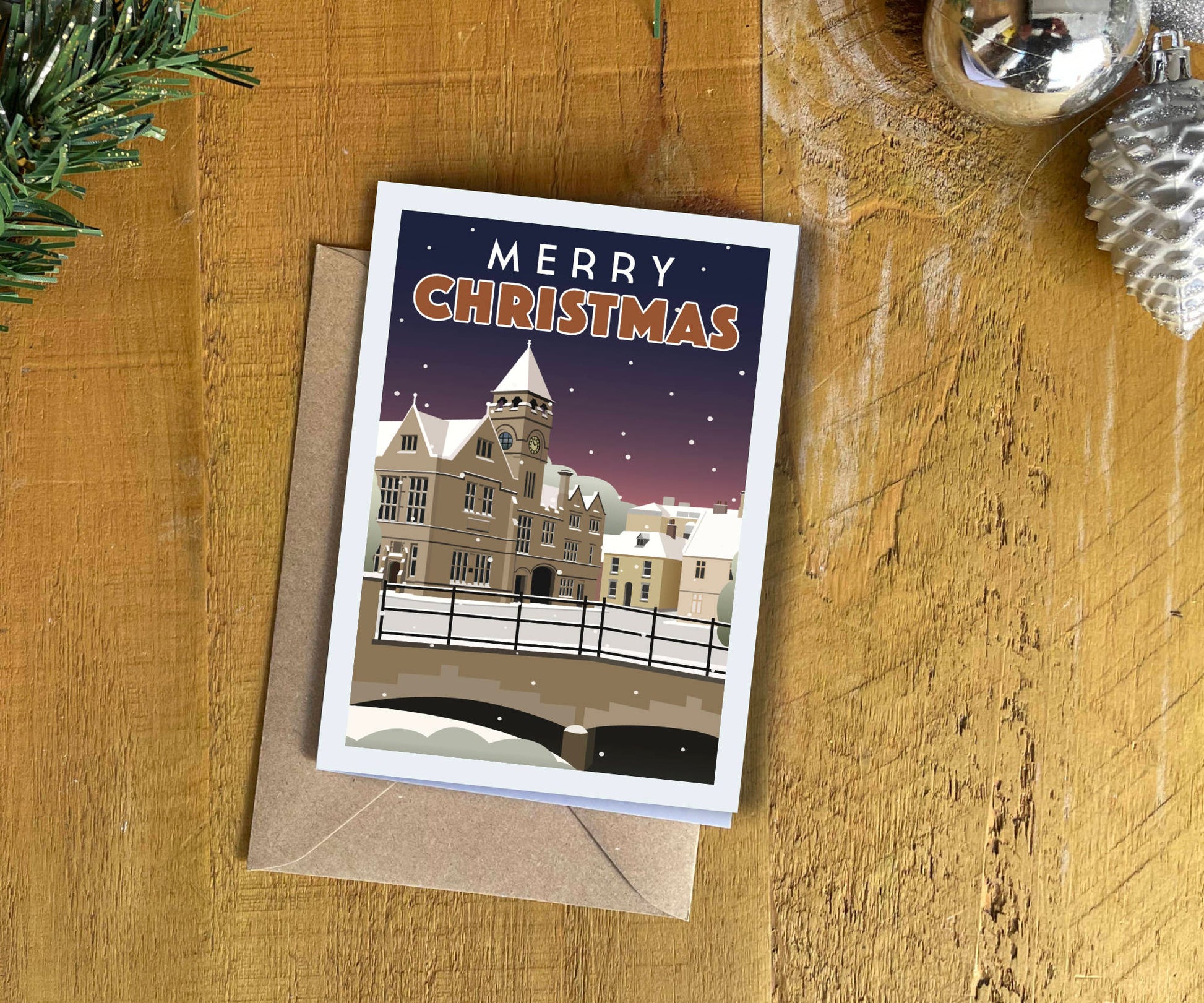 Calne Christmas Card with envelope and decorations