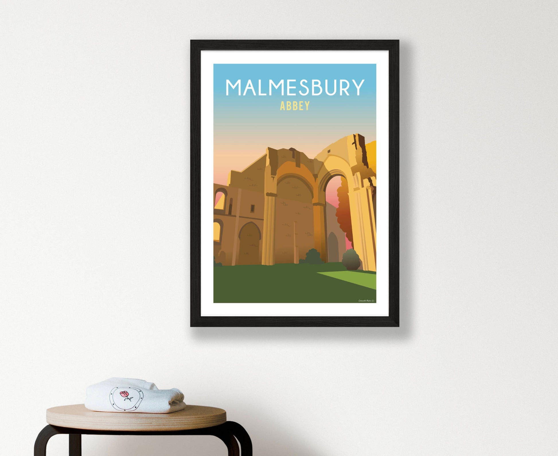 Malmesbury Abbey Arch Poster in black frame