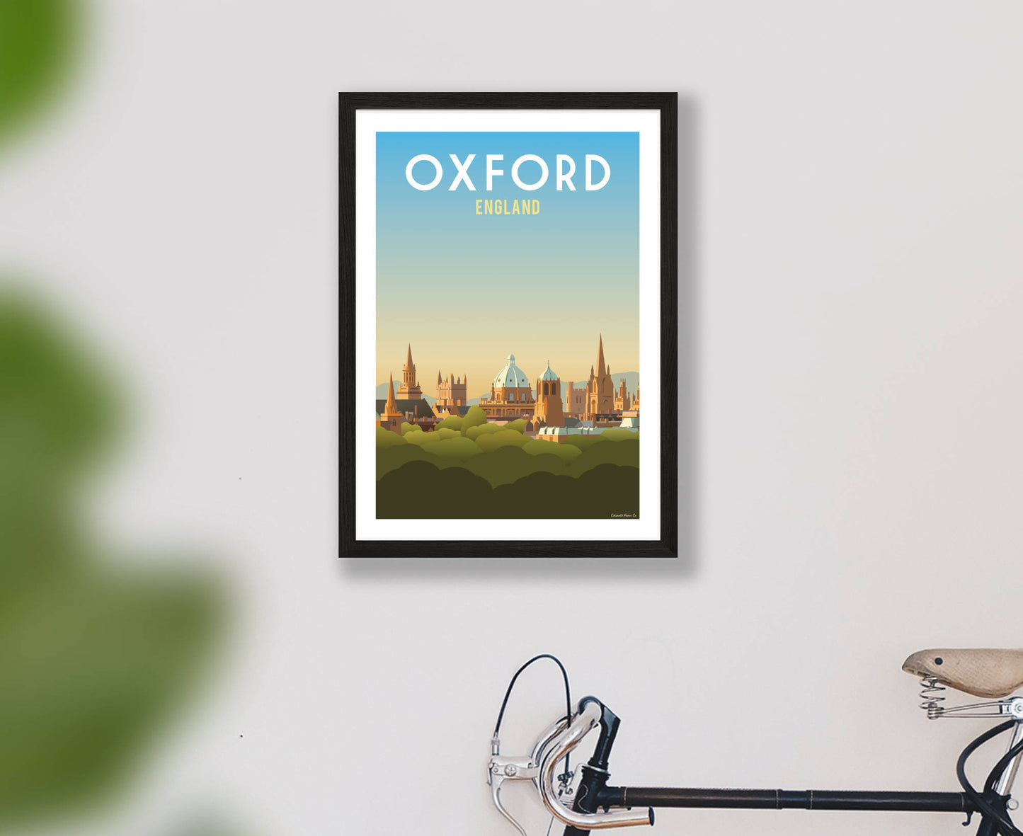 Oxford Skyline Poster in black frame