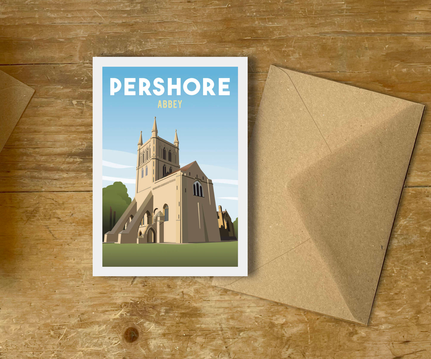 Pershore Abbey greeting card with envelope