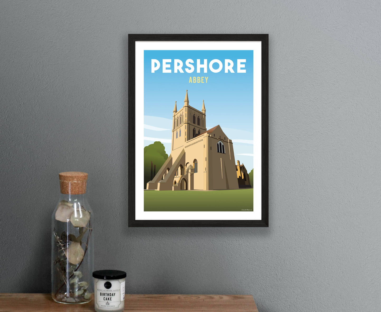 Pershore Abbey Poster in black frame