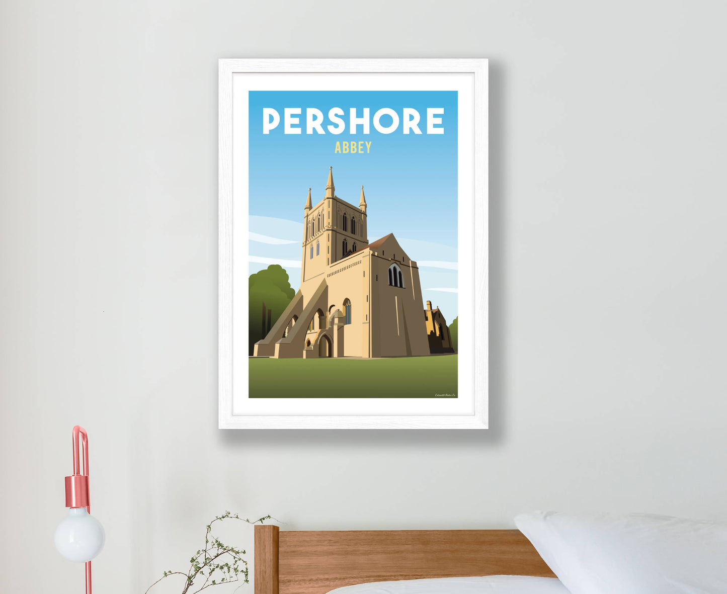 Pershore Abbey Poster in white frame
