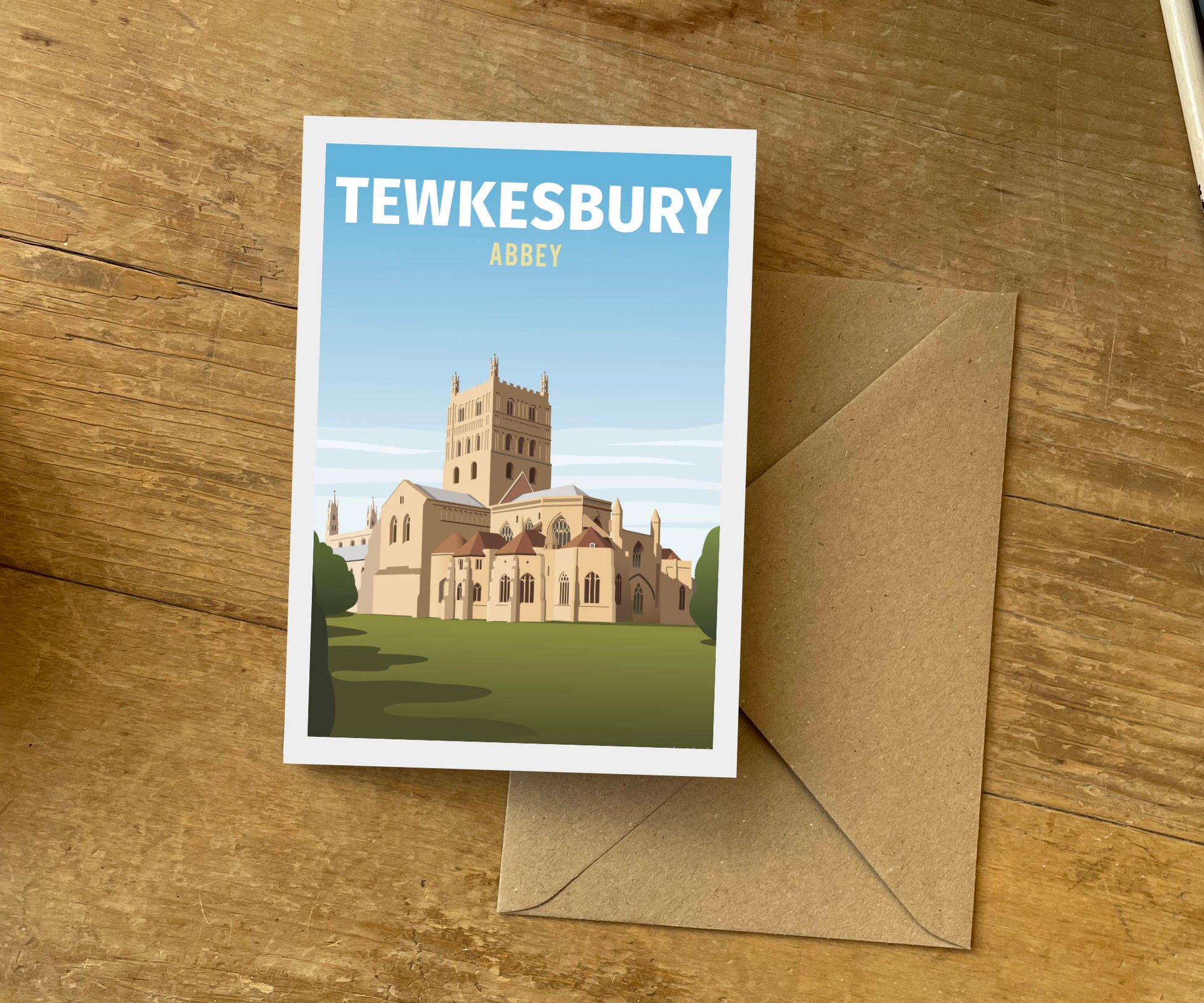 Tewkesbury Abbey A6 card with envelope