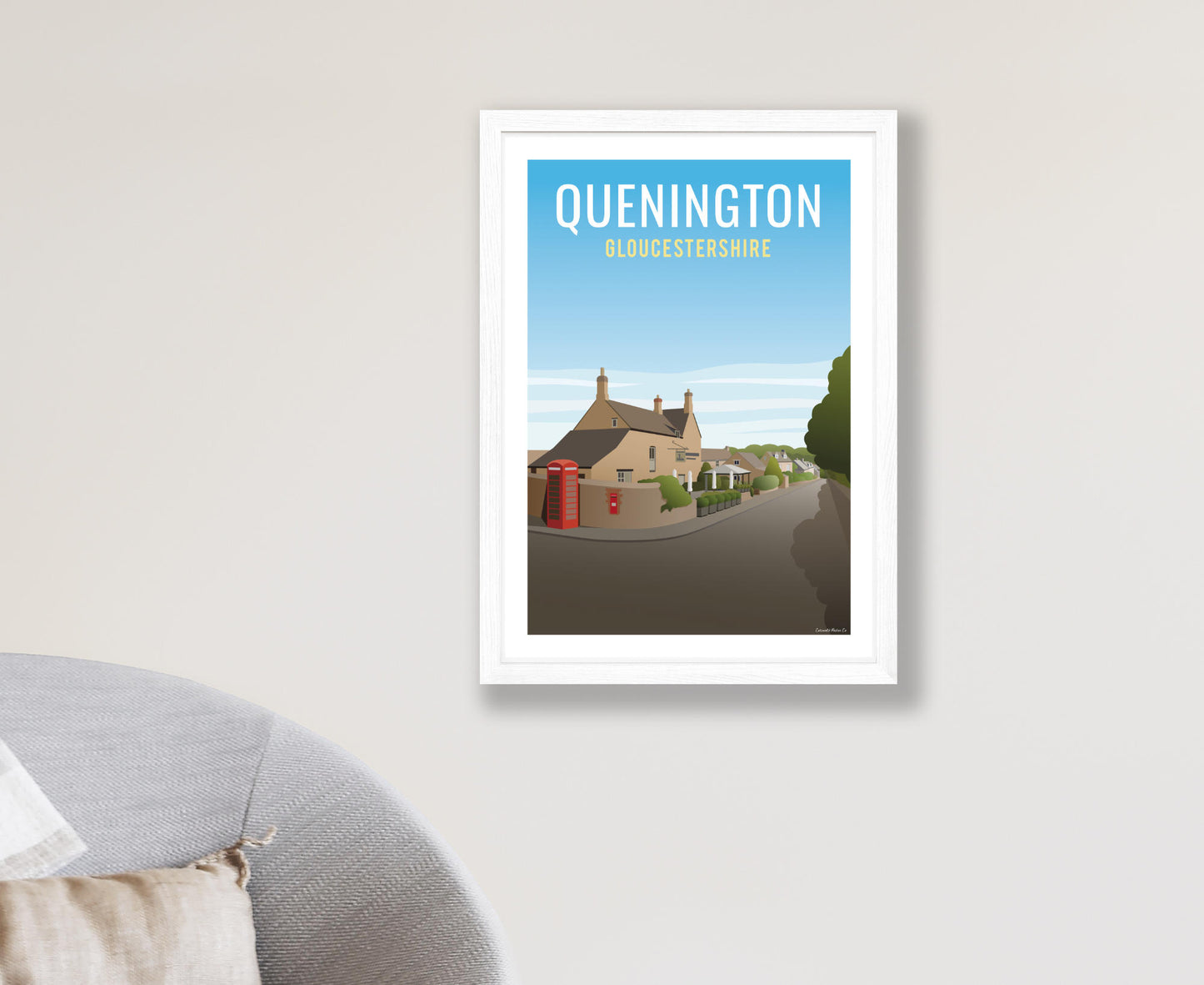 Quenington Poster in white frame