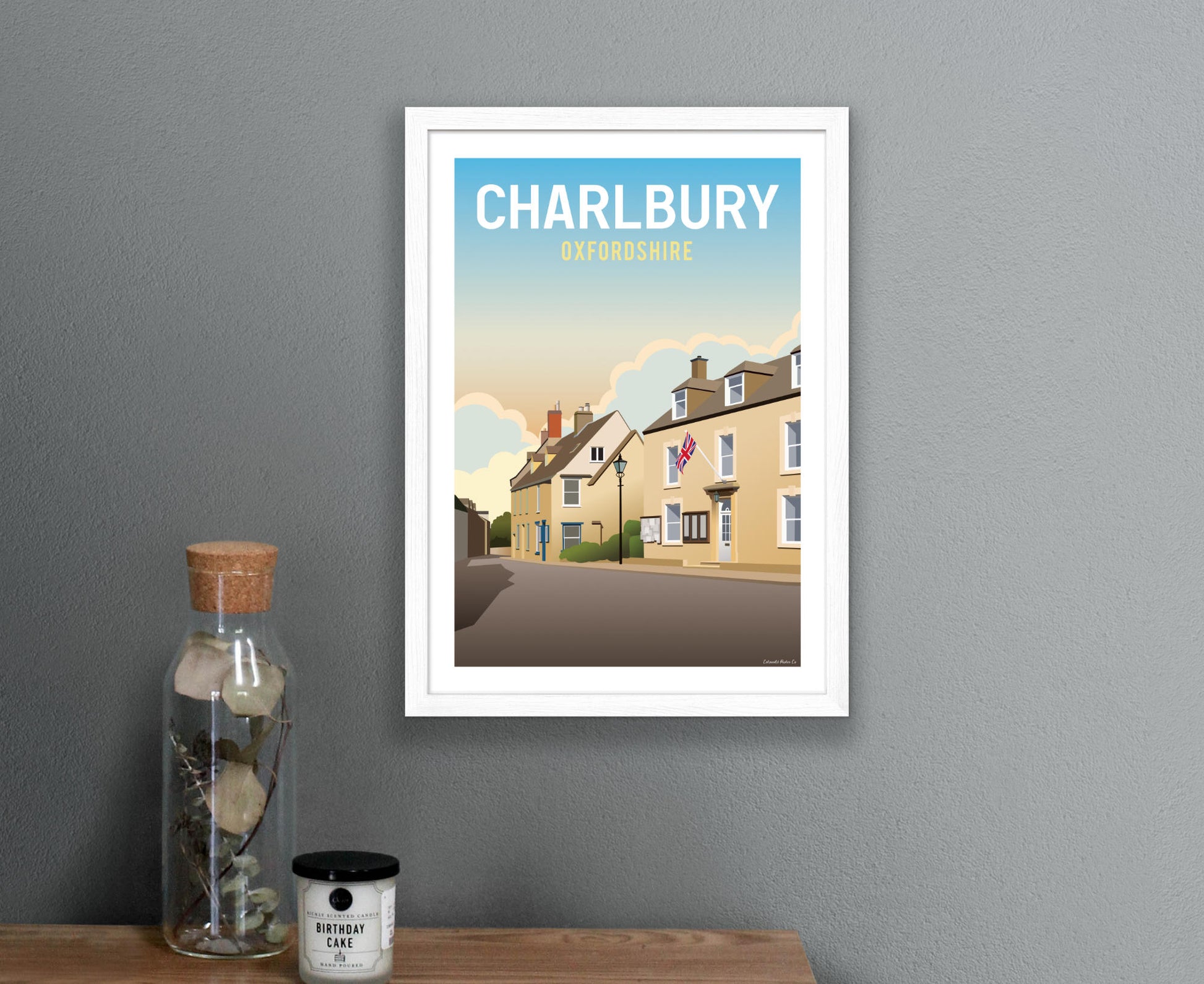 Charlbury Poster in white frame