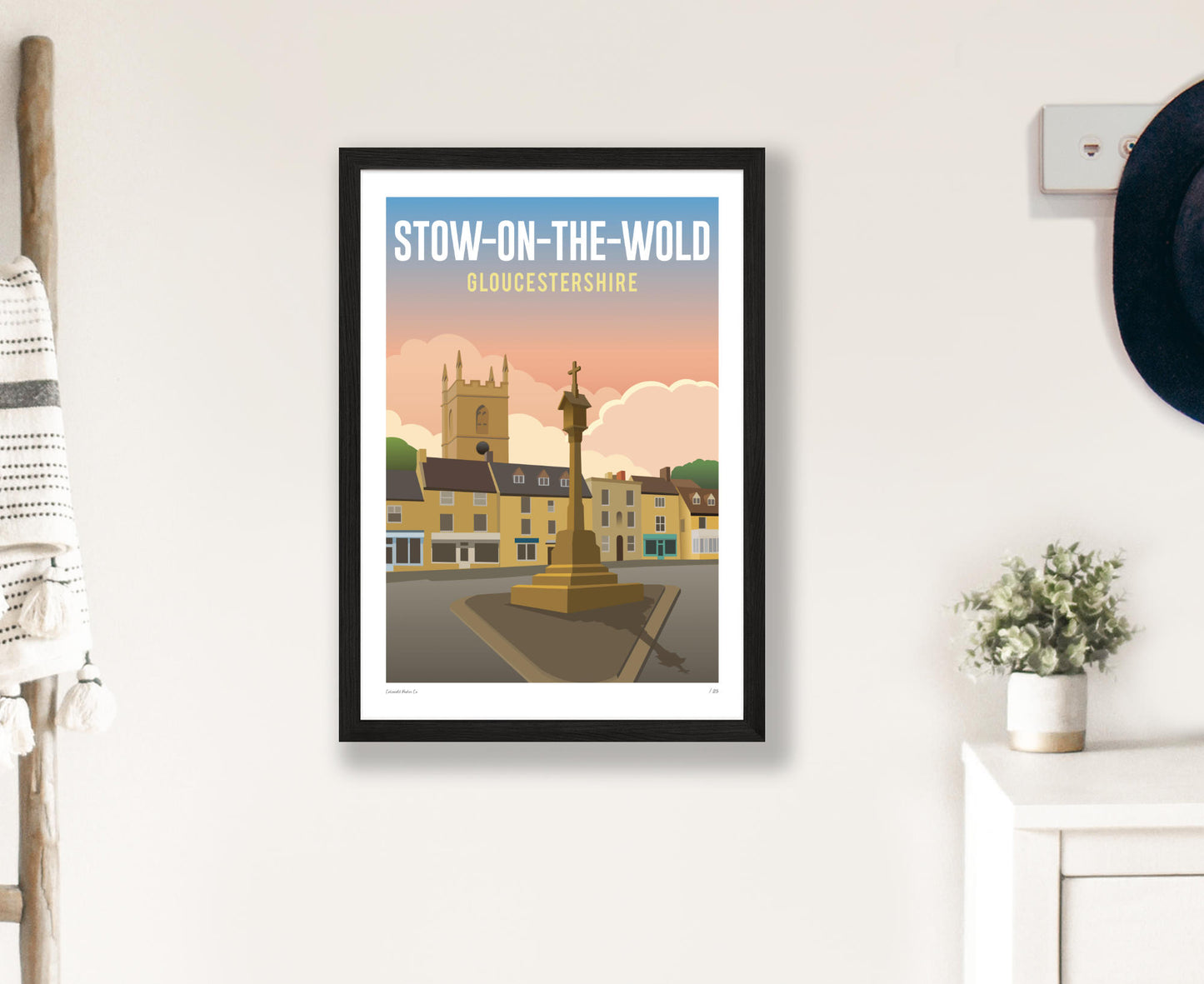 Stow-on-the-Wold Sunset Poster in black frame