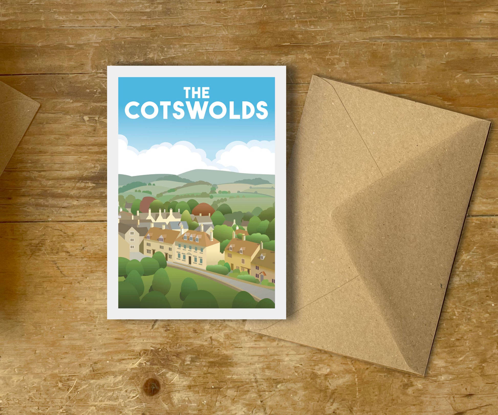 Cotswold Painswick View Greeting Card printed with envelope