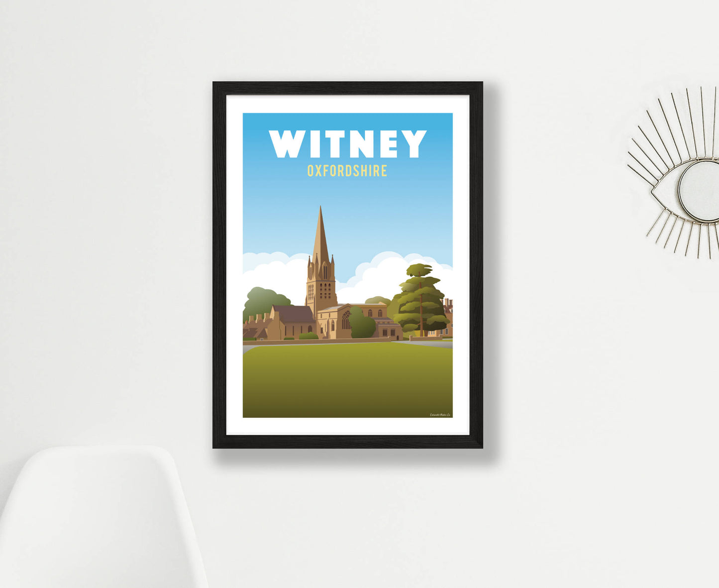 Witney Church Poster in black frame