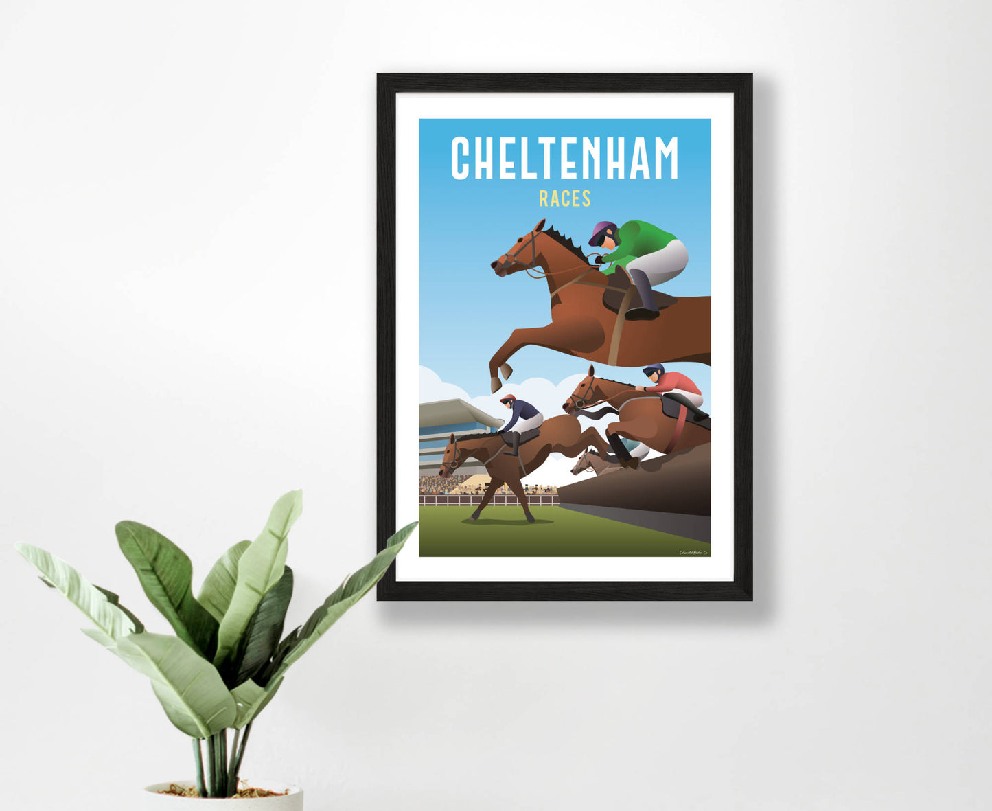 Cheltenham Races Poster in black frame