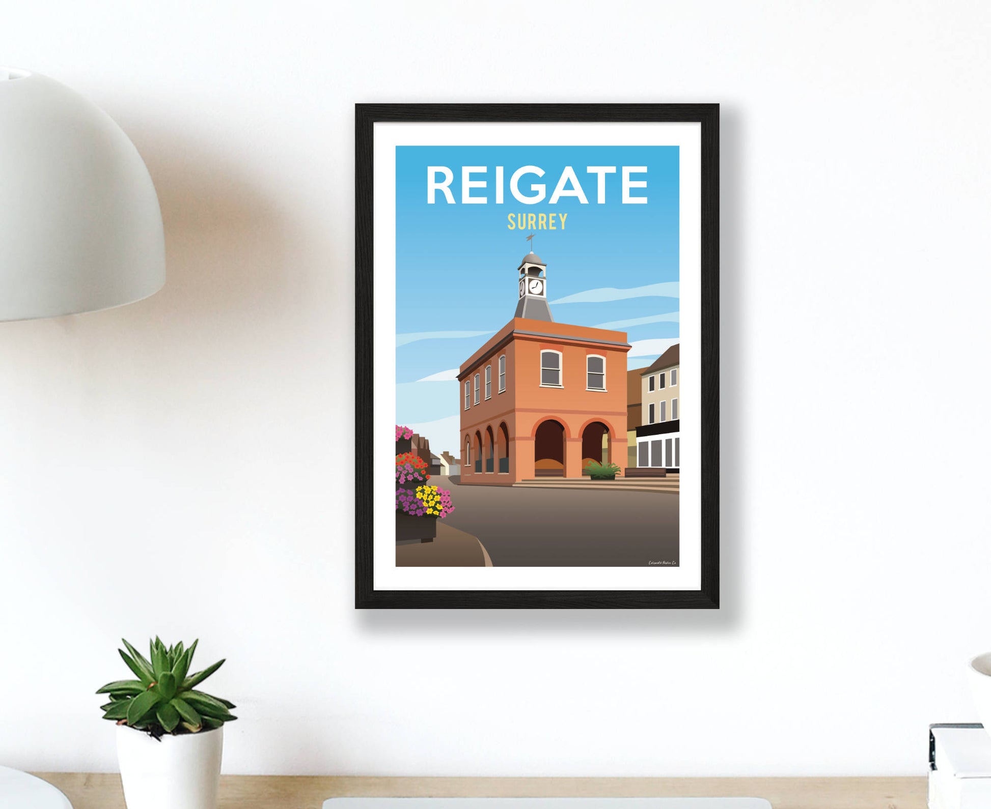Reigate Poster print in black frame