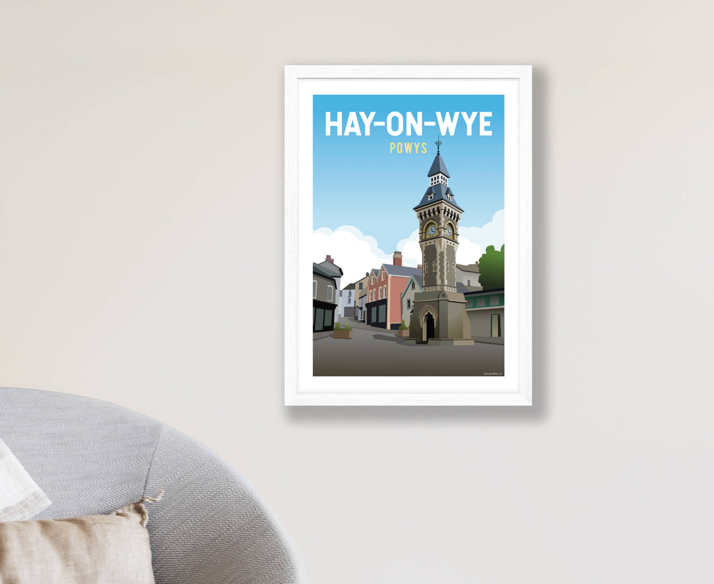Hay-on-Wye Poster in white frame