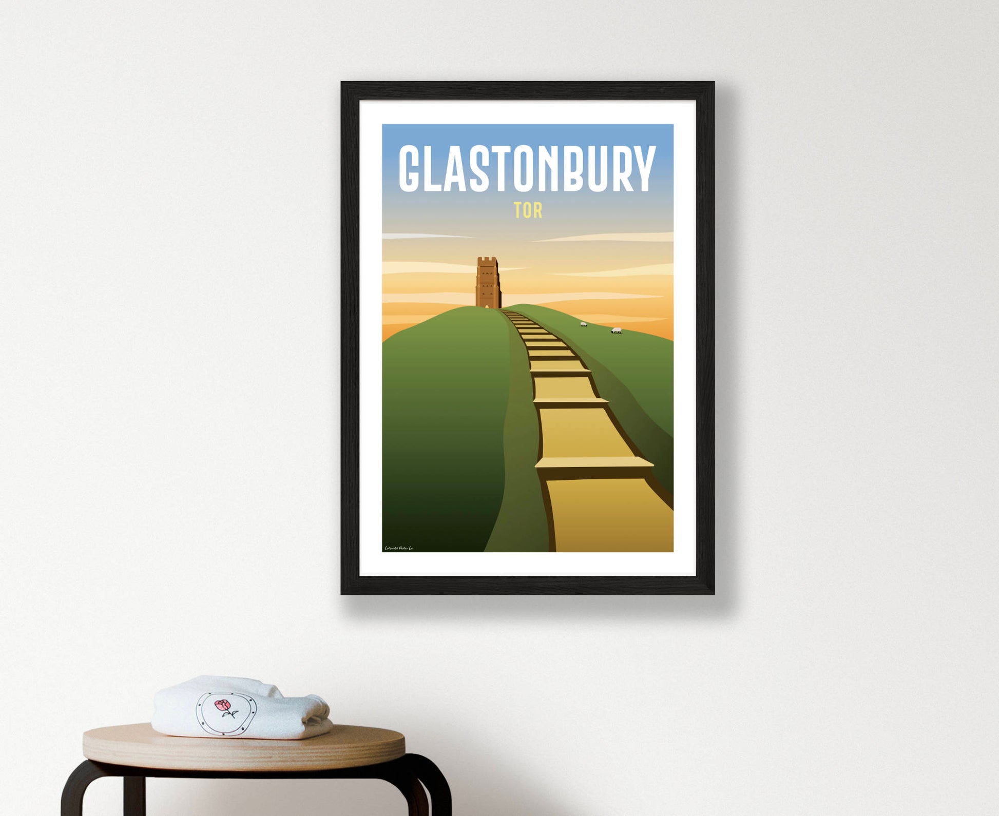 Glastonbury Tor Poster in black frame