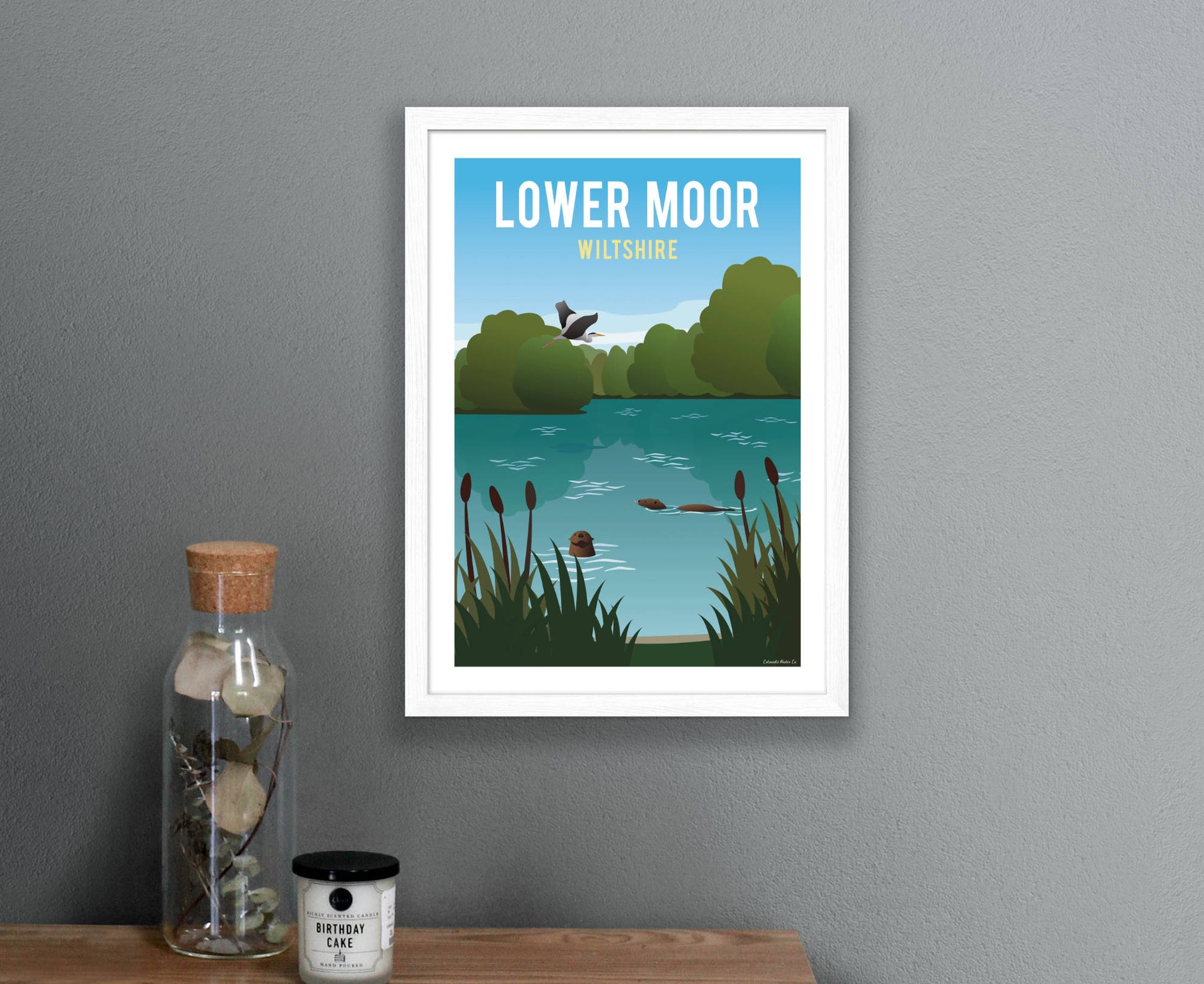 Lower Moor Wiltshire Print in White Frame