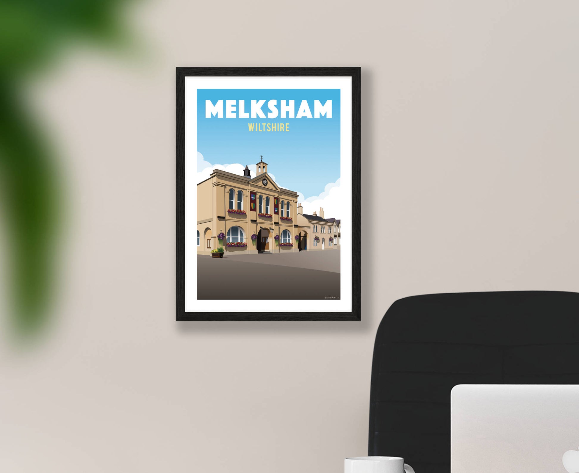 Melksham Poster in black frame