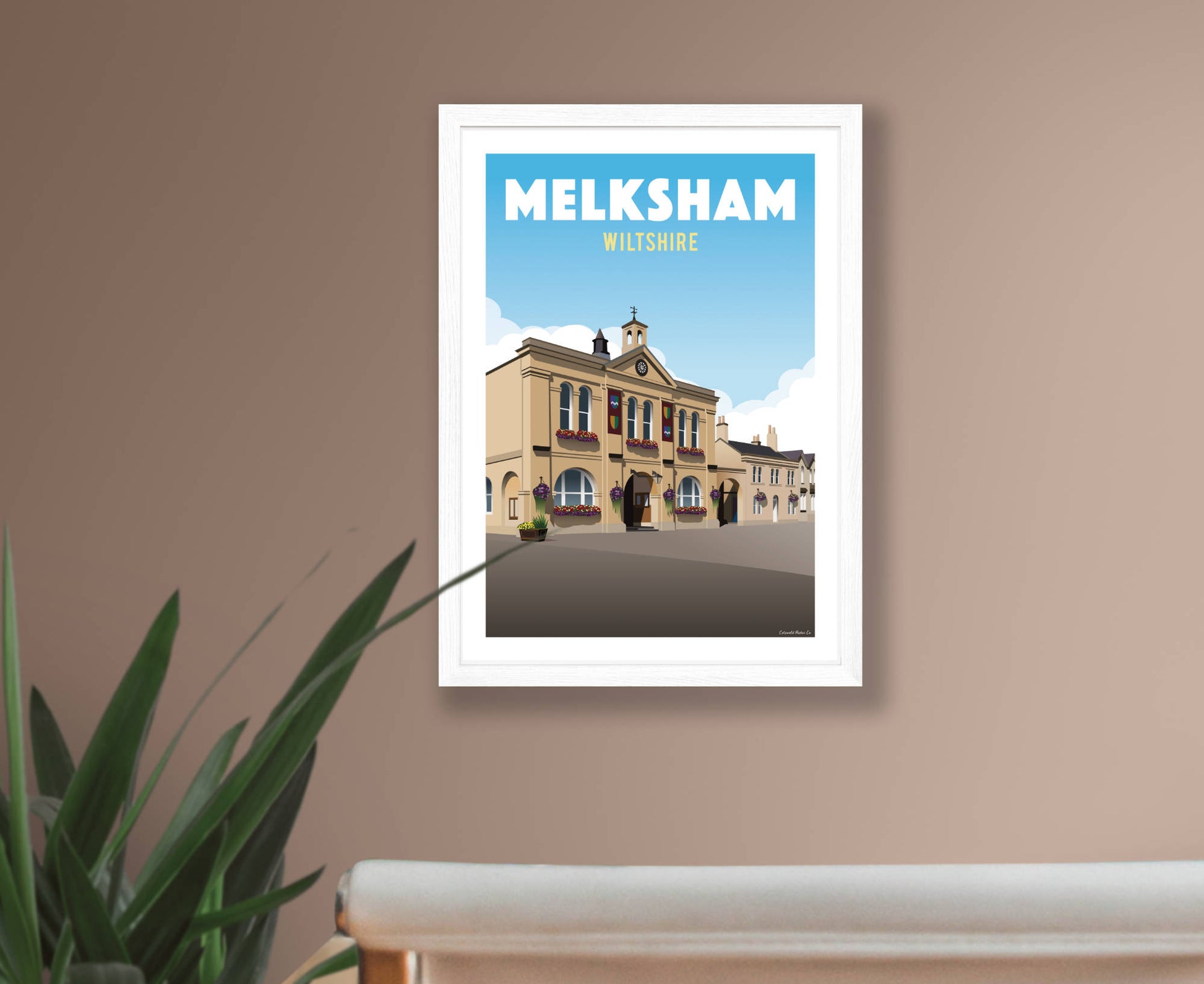 Melksham Poster in white frame