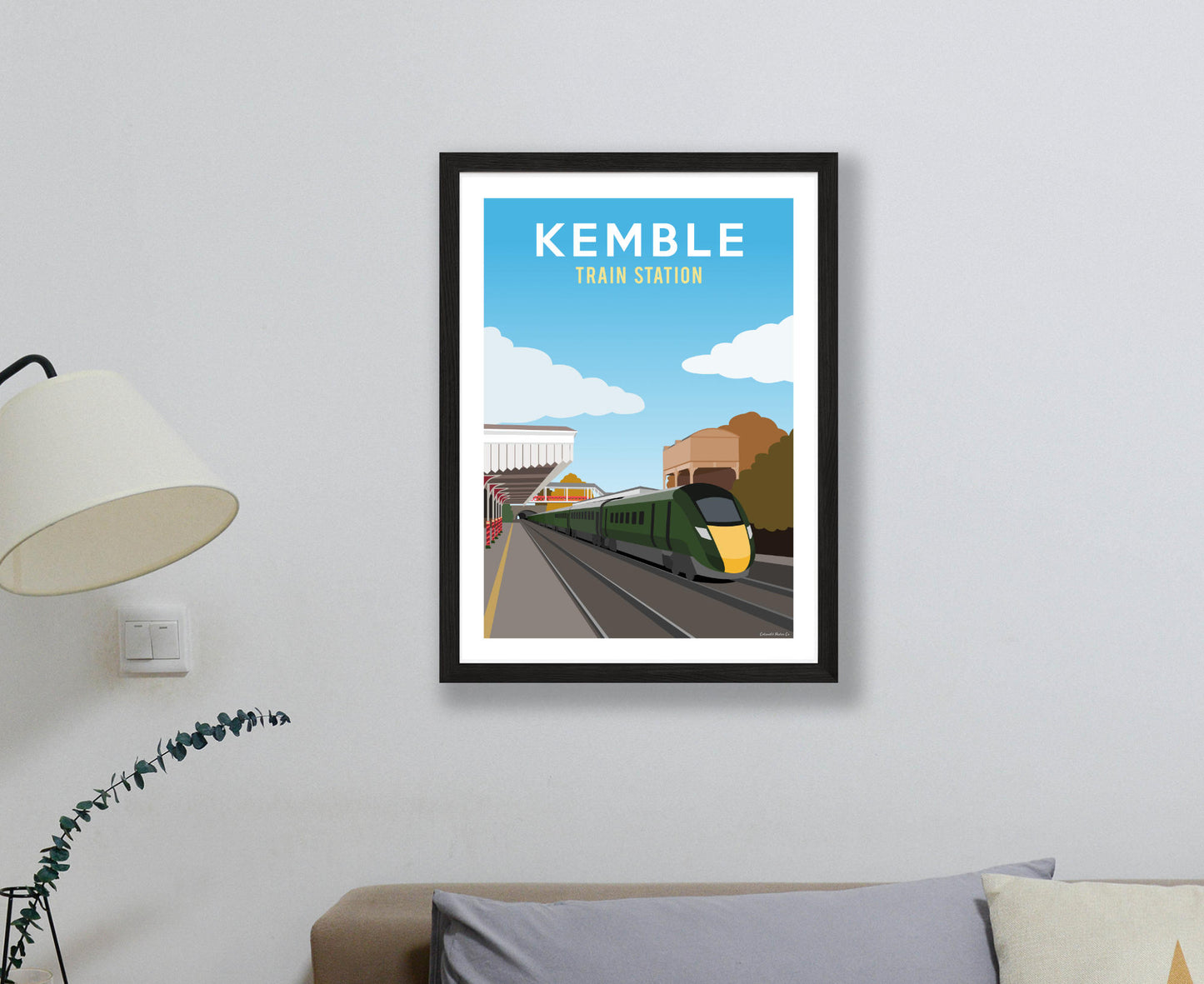 Kemble Train Station Poster in black frame