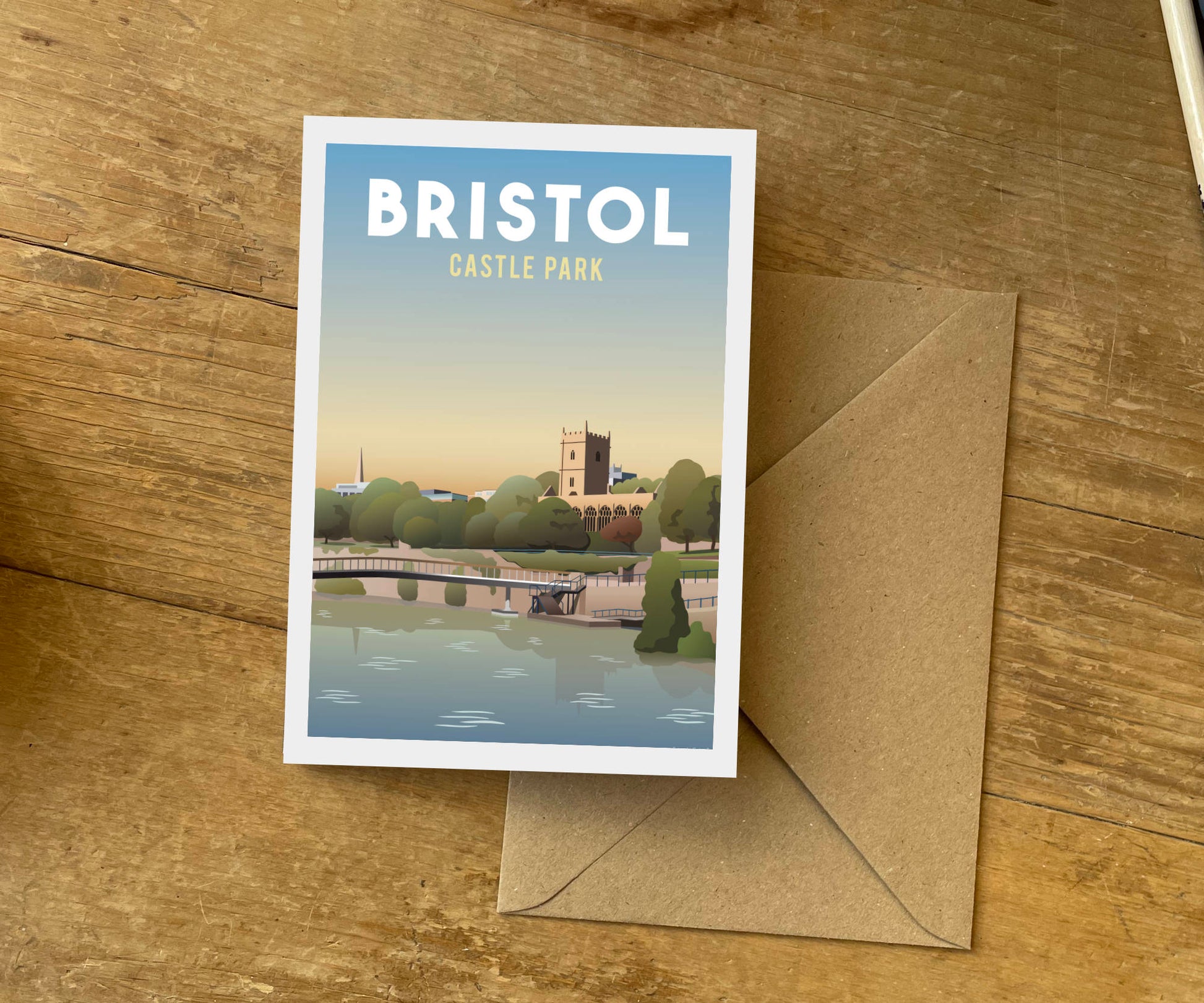 Bristol Castle Park Greeting Card with envelope