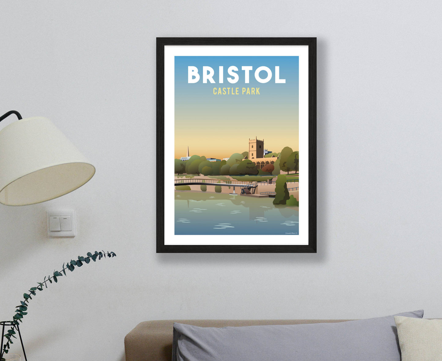 Bristol Castle Park Poster in black frame