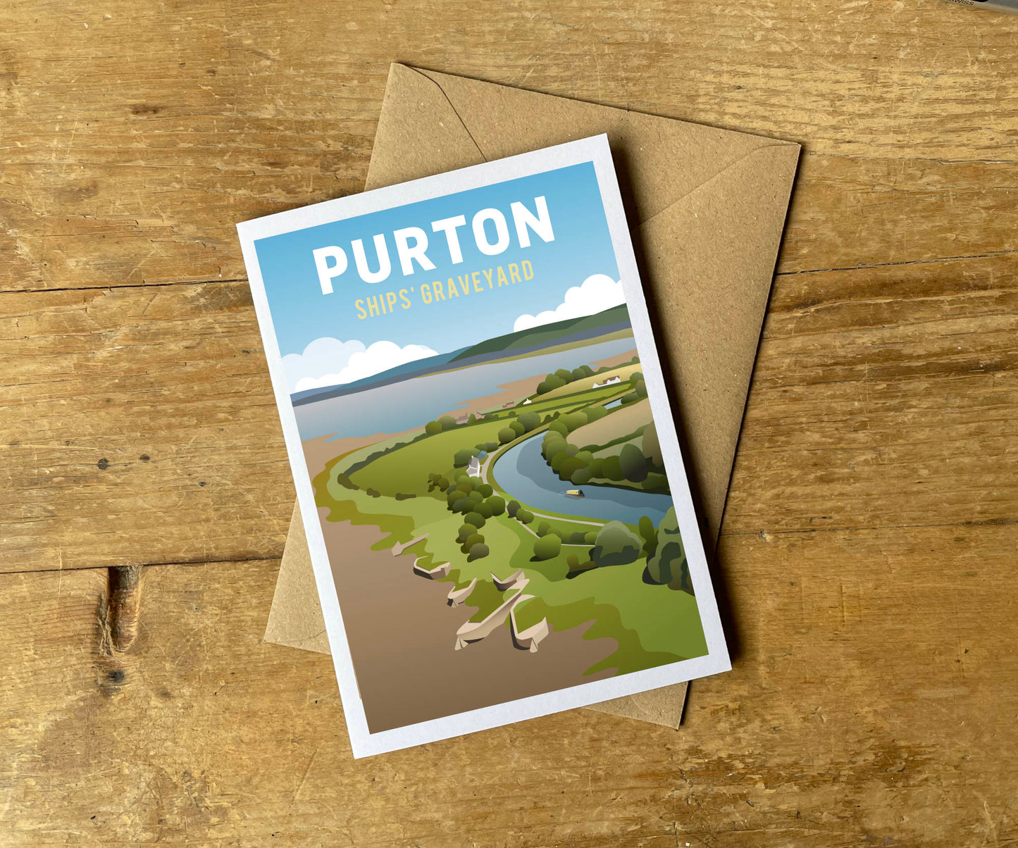 Purton Ships' Graveyard Greeting Card with envelope