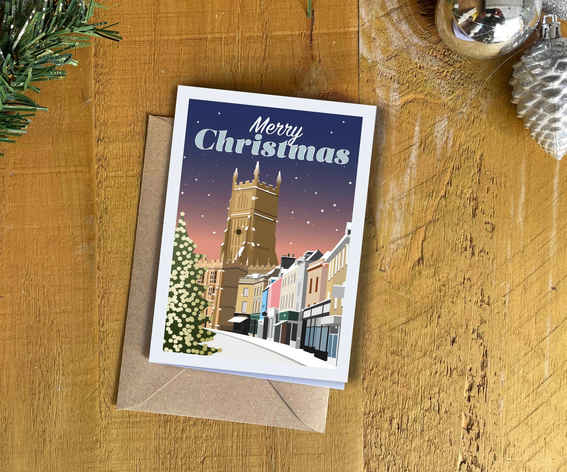 Cirencester Church Christmas Card Vintage Retro