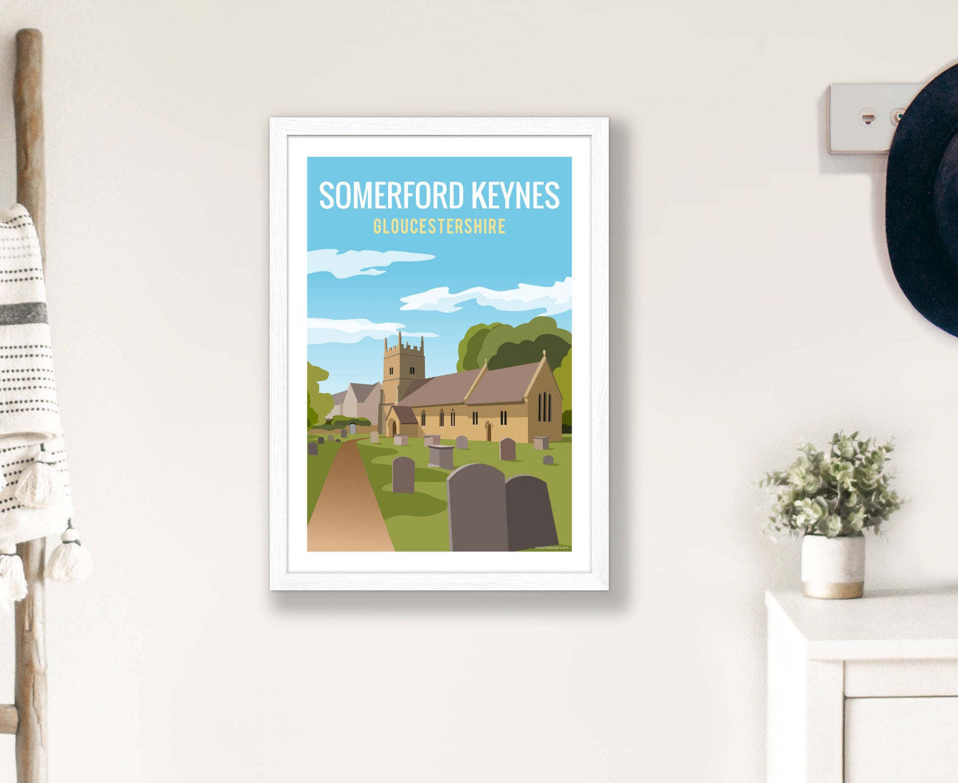 Somerford Keynes Church Poster in white frame