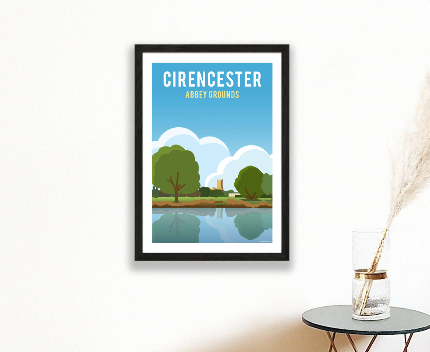 Cirencester Abbey Grounds Poster in black frame