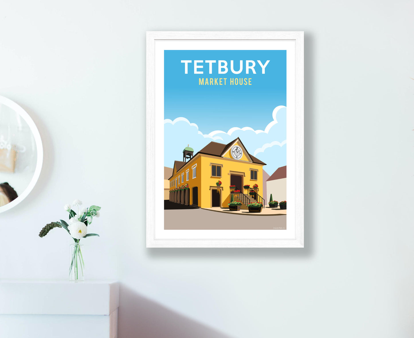 Tetbury Market House Poster in white frame