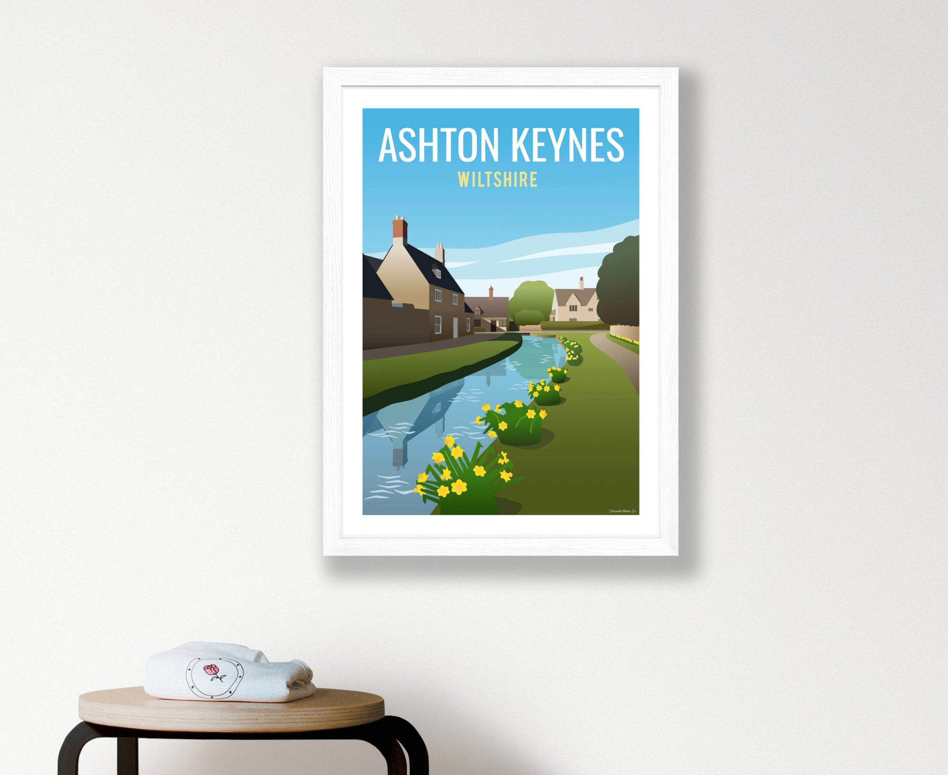 Ashton Keynes Poster in white frame
