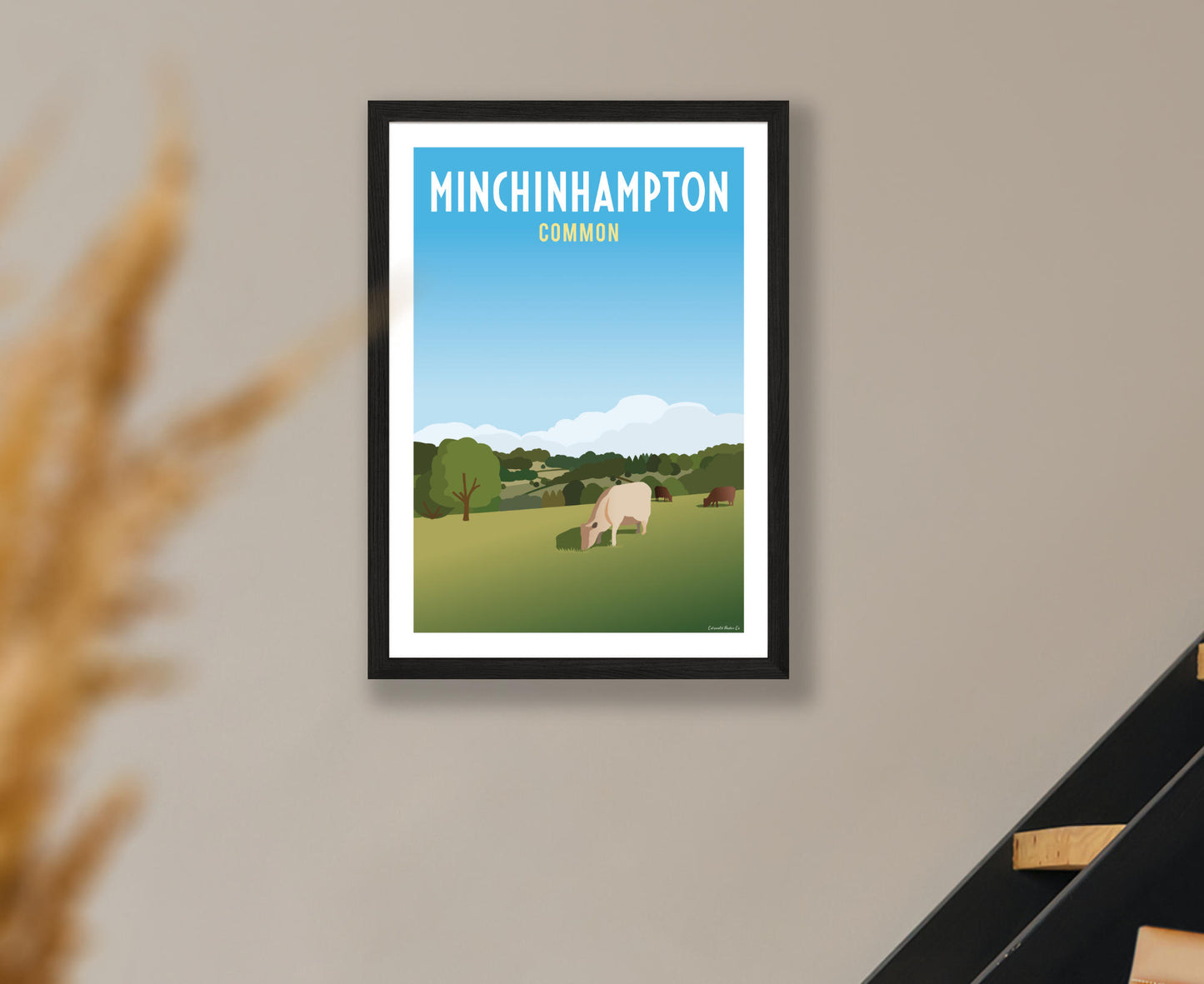 Minchinhampton Common Poster in black frame