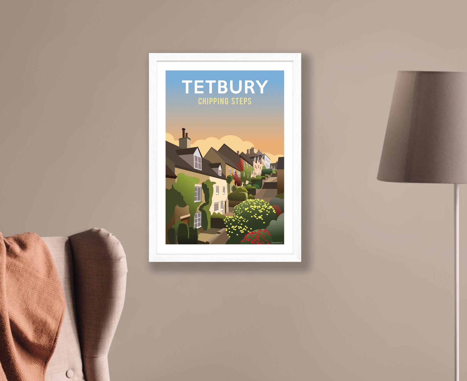 Tetbury Chipping Steps Poster in white frame